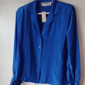 IRKA 100% Silk Button Up Blouse Vintage SZ 6 NWT